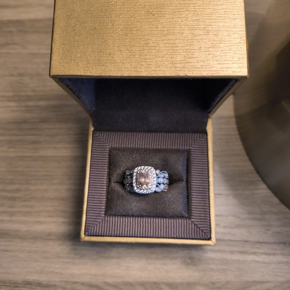 Neil Lane Morganite and Diamond Ring with white and rose gold. with White gold a
